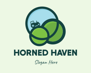 Green Eco Tractor Farming logo design