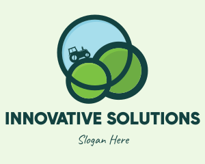 Green Eco Tractor Farming logo design