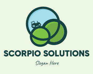 Green Eco Tractor Farming logo design