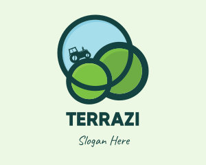 Green Eco Tractor Farming logo design