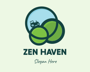 Green Eco Tractor Farming logo design