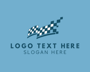Pixel - Checkered Race Flag logo design