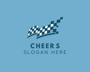 Race - Checkered Race Flag logo design