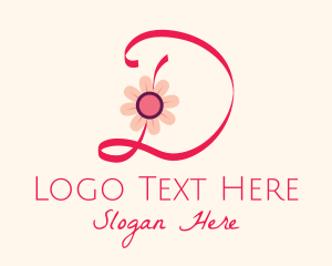 Calligraphic - Pink Flower Letter D logo design