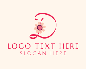 Calligraphy - Pink Flower Letter D logo design