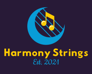 Strings - Lullaby Music Moon logo design