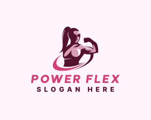 Muscle - Woman Muscle Training logo design