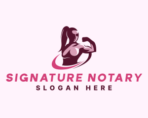 Strong - Woman Muscle Training logo design