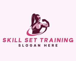 Training - Woman Muscle Training logo design