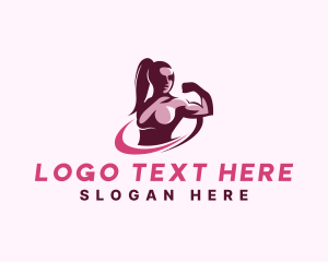 Bodybuilder - Woman Muscle Training logo design