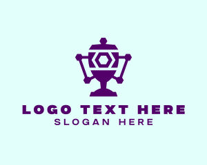 Winner - Purple Digital Trophy logo design