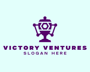 Winning - Purple Digital Trophy logo design