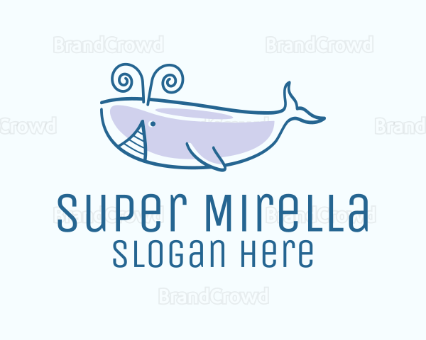 Blue Happy Whale Logo