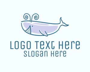 Preschool - Blue Happy Whale logo design