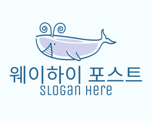 Blue Happy Whale logo design