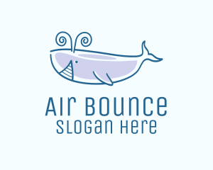 Blue Happy Whale logo design