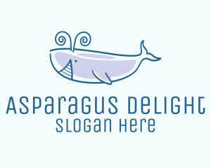 Blue Happy Whale logo design