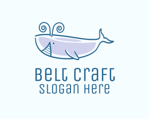 Blue Happy Whale logo design