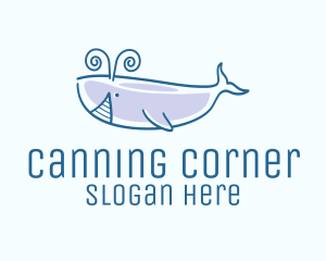 Blue Happy Whale logo design