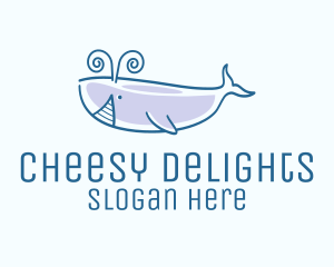 Blue Happy Whale logo design