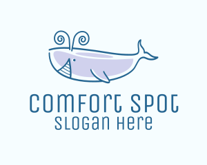 Blue Happy Whale logo design