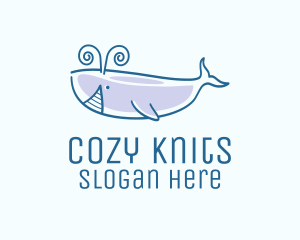 Blue Happy Whale logo design