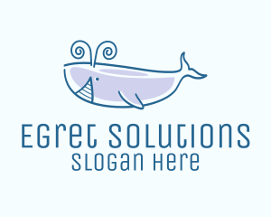 Blue Happy Whale logo design