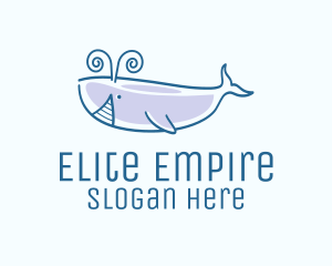 Blue Happy Whale logo design