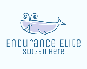 Blue Happy Whale logo design