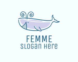 Blue Happy Whale logo design