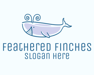 Blue Happy Whale logo design