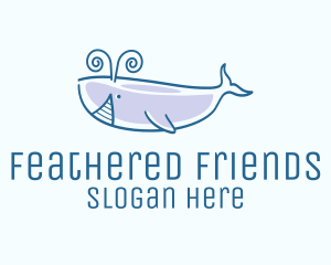 Blue Happy Whale logo design