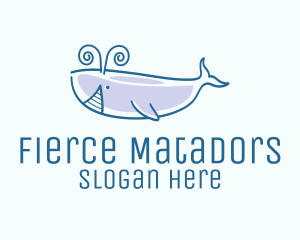 Blue Happy Whale logo design