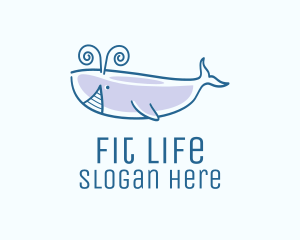 Toy Shop - Blue Happy Whale logo design