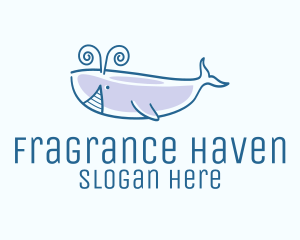 Blue Happy Whale logo design