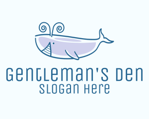 Blue Happy Whale logo design