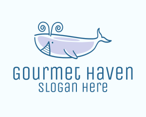 Blue Happy Whale logo design