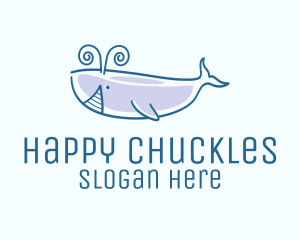 Blue Happy Whale logo design