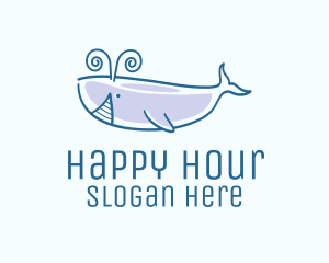 Blue Happy Whale logo design