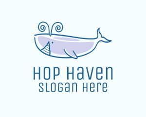 Blue Happy Whale logo design