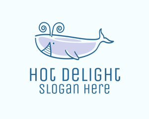 Blue Happy Whale logo design