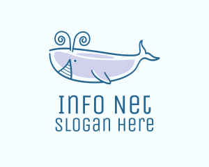 Blue Happy Whale logo design