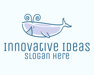 Blue Happy Whale logo design