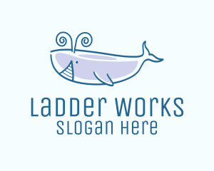 Blue Happy Whale logo design