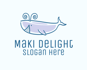 Blue Happy Whale logo design