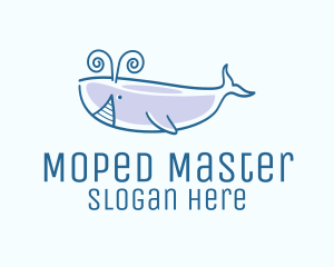 Blue Happy Whale logo design