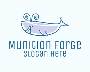 Blue Happy Whale logo design