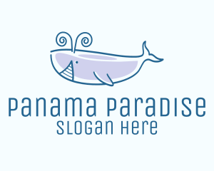 Blue Happy Whale logo design