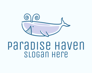 Blue Happy Whale logo design