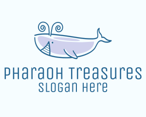 Blue Happy Whale logo design